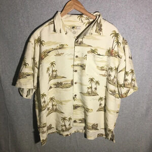 Mens Joe Marlin Button Up Shirt Tropical Tourist Vacation Hawaiian Neutral